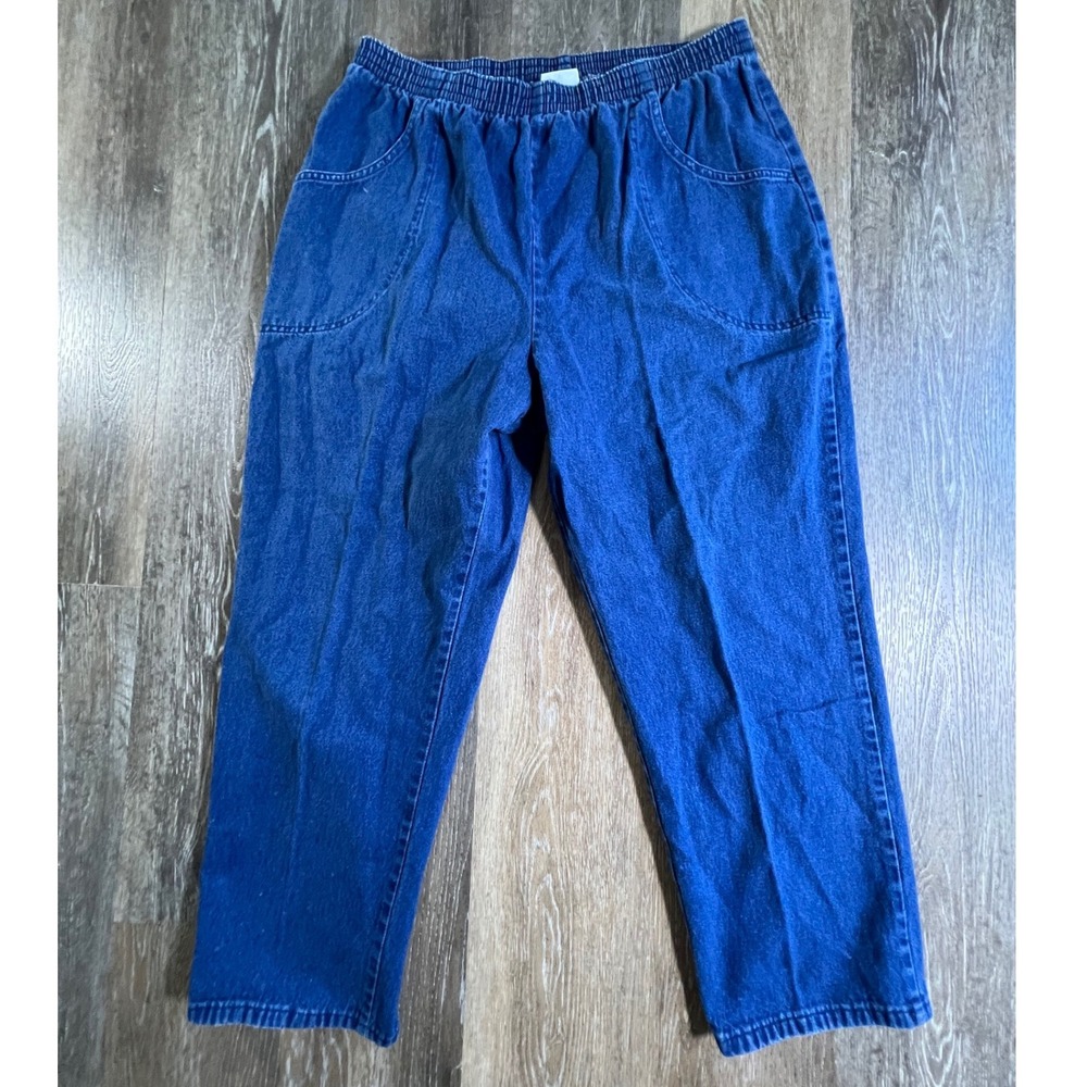 Classic Elements Denim Pants Women 18 Blue Elastic Waist Straight Leg 43967